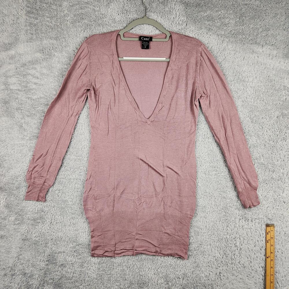 Vintage Cami Sweater Dress Womens Medium Pink Bodycon Knit Babydoll Rayon Boho